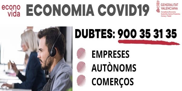 900353135 telèfon de la Conselleria d'Economia per a atendre dubtes d'empreses, autònoms i comerços pel coronavirus