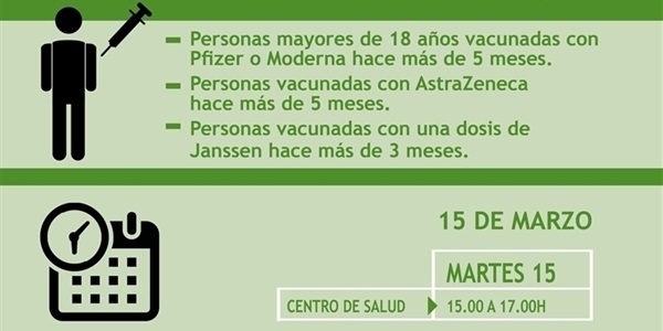 Vacunació de reforç covid el 15 de març