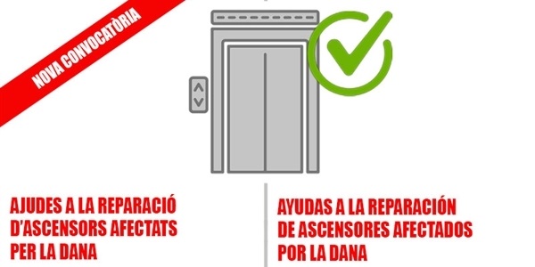 Segona convocatòria d'ajudes per a la reparació d'ascensors afectats per la DANA