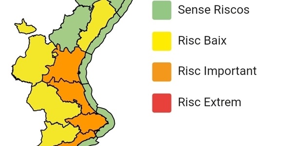 La Conselleria d'Emergències de la Generalitat valenciana rebaixa el la preemergència per pluja a nivell taronja.